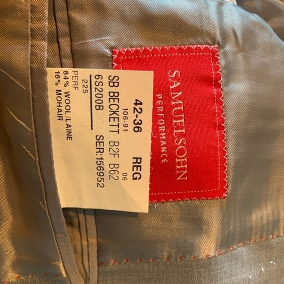 Samuelsohn Performace 42R Gray Two Vent Two Button - Picture 4 of 5